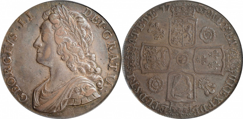 GREAT BRITAIN. Crown, 1735 Year OCTAVO. London Mint. George II. PCGS AU-50.
S-3...