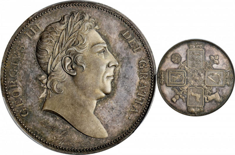 GREAT BRITAIN. Silver Crown Pattern, ND (1820). George III. PCGS PROOF-65.
S-Un...