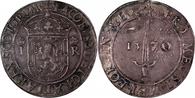 SCOTLAND. Ryal (Sword Dollar of 30 Shillings), 1570. Edinburgh Mint. James VI. P...