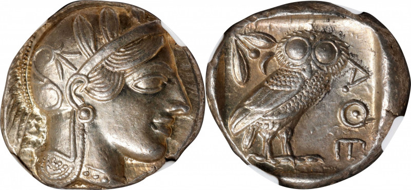 ATTICA. Athens. AR Tetradrachm (17.19 gms), ca. 454-404 B.C. NGC Ch AU, Strike: ...