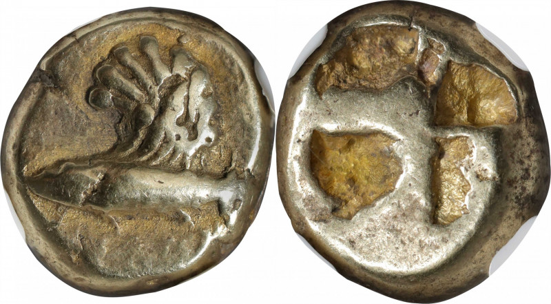 MYSIA. Kyzikos. EL Hekte (2.65 gms), ca. 600-550 B.C. NGC Ch VF★, Strike: 5/5 Su...