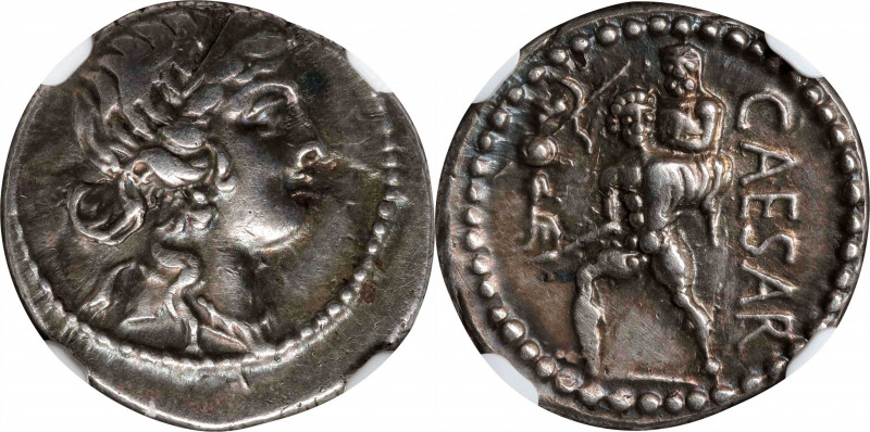 JULIUS CAESAR. AR Denarius (3.83 gms), Military Mint traveling with Caesar in No...