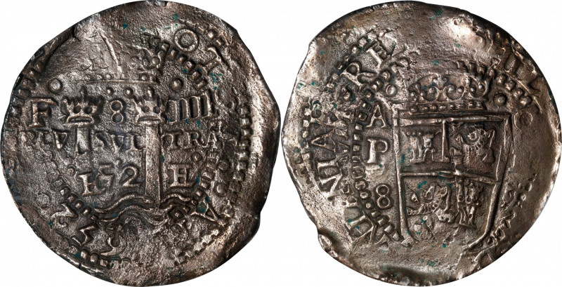 BOLIVIA. Cob 8 Reales, 1652-P E (E-E). Potosi Mint, Assayer Antonio Abando (A-O)...