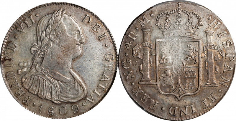 GUATEMALA. 4 Reales, 1809-NG M. Nueva Guatemala Mint. Ferdinand VII. PCGS AU-55....