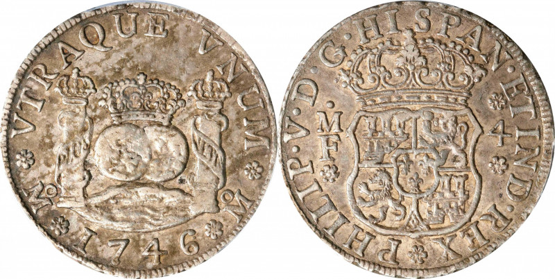 MEXICO. 4 Reales, 1746-Mo MF. Mexico City Mint. Philip V. PCGS AU-55.
KM-94; Gi...