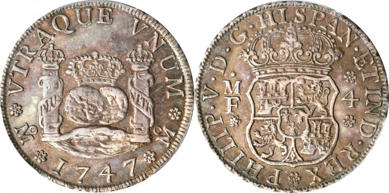 MEXICO. 4 Reales, 1747-Mo MF. Mexico City Mint. Philip V. PCGS AU-58.
KM-94; Gi...