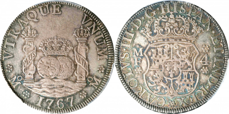 MEXICO. 4 Reales, 1767-Mo MF. Mexico City Mint. Charles III. PCGS AU-58.
KM-96;...