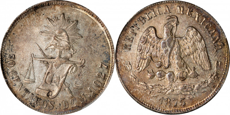 MEXICO. 50 Centavos, 1875-Do M. Durango Mint. PCGS MS-62.
KM-407.3. The single ...