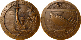 1918 Sinking of the Lusitania and the U.S. Entry into World War One Medal. By Rene Baudichon. CGIE (III) P21-A. Bronze. Mint State, Edge Nicks.
53.9 ...