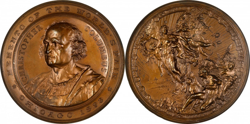 1893 World's Columbian Exposition Columbus Portrait Medal. By Stefano Johnson. E...