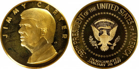 1977 Jimmy Carter Official Inaugural Medal. By Julian Hoke Harris. Dusterberg-OIM 23G32, MacNeil-JC 1977 6. Deep Cameo Proof, Light Residue.
32 mm. 1...