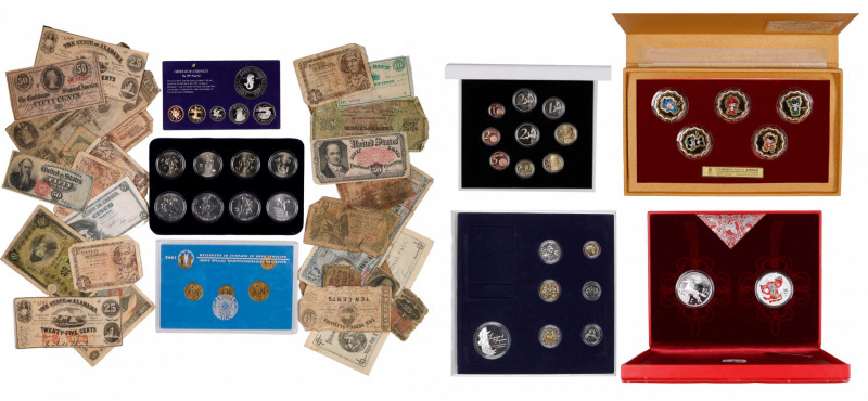 Lot of Approximately (92) Miscellaneous U.S. and World Coins and Paper Notes fro...