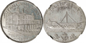 "1812" (ca. 1860 or later) Sage's Historical Tokens -- No. 2, City Hall, Wall Street, N.Y. / No. 5, The Old Jersey Mule. Bowers-2/5. White Metal. Reed...