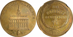 "1776" (ca. 1870s) Sage's Historical Tokens -- No. 6, State House, Philadelphia. Corrected RENDEZVOUS Die. Restrike. Bowers-6b. Die State IV. Brass. R...