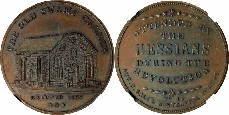 "1767" (ca. 1858) Sage's Historical Tokens -- No. 13, The Old Swamp Church. Orig...