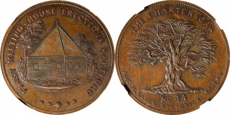 Undated (ca. 1858) Sage's Historical Tokens -- No. 14, First Meeting House Erect...