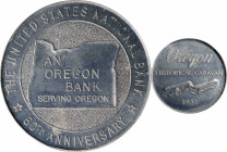 1951 United States National Bank, Oregon 60th Anniversary Medal. Aluminum. MS-63 (ICG).
34 mm. Obv: Oregon state map inscribed AN / OREGON / BANK / S...