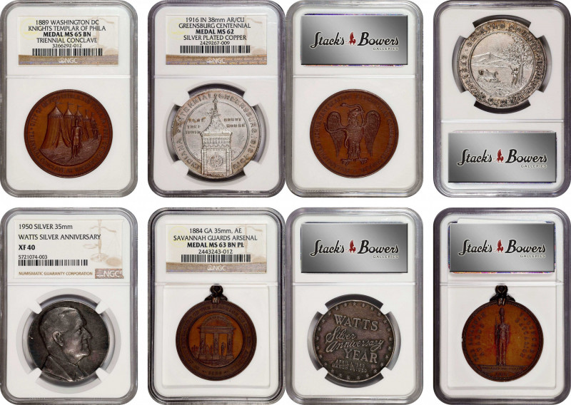 Lot of (4) Medals. (NGC).
Included are: 1884 Savannah, Georgia Guards Arsenal, ...