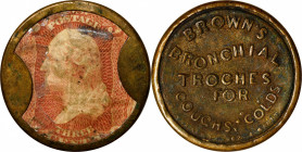 1862 Brown's Bronchial Troches. Three Cents. HB-63, Ep-38, S-32, Reed-BT03. Fine, Damaged.