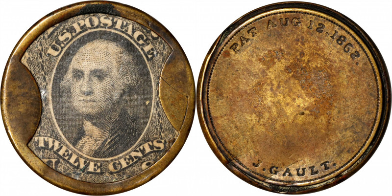1862 John Gault. Twelve Cents. HB-135, EP-148, S-98, Reed-JG12. Plain Frame. Ver...