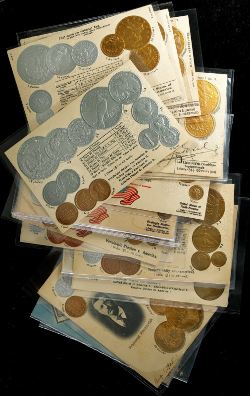 Lot of (18) Semmler's Cambist Coin Postcards.
An intriguing group for the colle...