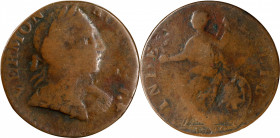 1788 Vermont Copper. RR-21, Bressett 10-R, W-2155. Rarity-4+. Bust Right. Very Good.
124.23 grains.
PCGS# 563. NGC ID: 2B5D.
From our (Bowers and R...