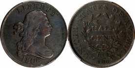 1808 Draped Bust Half Cent. C-3. Rarity-1. EF Details--Altered Surfaces (PCGS).
PCGS# 1107. NGC ID: 26Y2.