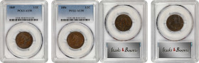 Lot of (2) About Uncirculated Braided Hair Half Cents. (PCGS).
Included are: 1849 Large Date, AU-50; and 1854 AU-58.