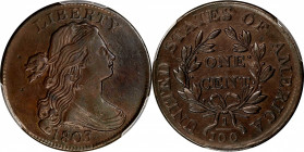 1803 Draped Bust Cent. S-260. Rarity-1. Small Date, Large Fraction. AU Details--Corrosion Removed (PCGS).
PCGS# 1485.