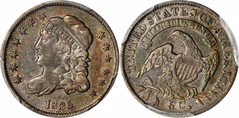 1835 Capped Bust Half Dime. LM-10. Rarity-1. Small Date, Small 5 C. VF-30 (PCGS)...