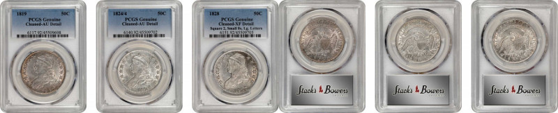 Lot of (3) Capped Bust Half Dollars. Cleaned (PCGS).
Included are: 1819 AU Deta...