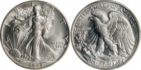 1943-D Walking Liberty Half Dollar. MS-65 (PCGS).
PCGS# 6619. NGC ID: 24SA. To view all items from the Augustana Collection, click here. 
From the A...