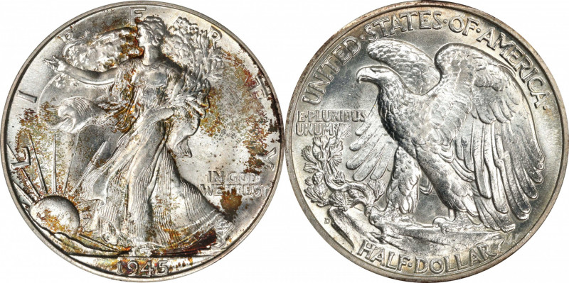 1945-D Walking Liberty Half Dollar. MS-65 (PCGS).
PCGS# 6625. NGC ID: 24SG.