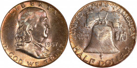 1957-D Franklin Half Dollar. MS-66 (PCGS). CAC. OGH--First Generation.
PCGS# 6673. NGC ID: 24TF.