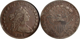1798 Draped Bust Silver Dollar. Heraldic Eagle. BB-122, B-14. Rarity-3. Pointed 9, Wide Date. VF Details--Improperly Cleaned (NGC).
PCGS# 6873. NGC I...