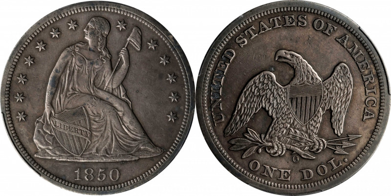 1850-O Liberty Seated Silver Dollar. OC-1, the only known dies. Rarity-2. AU Det...