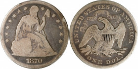 1870-CC Liberty Seated Silver Dollar. OC-8. Rarity-4+. Good-4 (PCGS).
PCGS# 6964. NGC ID: 24ZE.