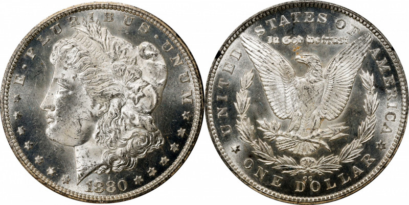 1880-CC GSA Morgan Silver Dollar. MS-62 (NGC).
The original box and card are in...