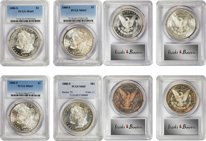 Lot of (4) 1880-S Morgan Silver Dollars. MS-65 (PCGS).
PCGS# 7118. NGC ID: 2544...