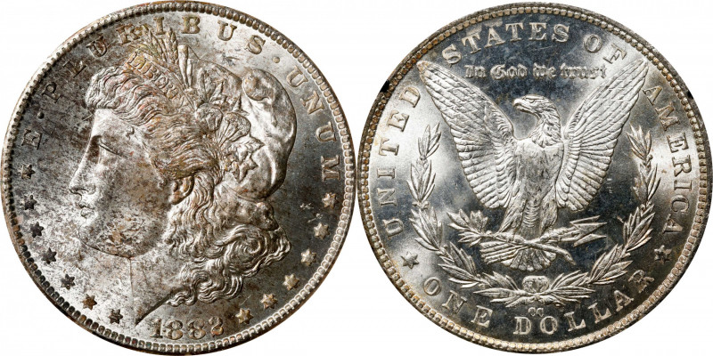 1882-CC GSA Morgan Silver Dollar. MS-64 (NGC).
The original box and card are no...