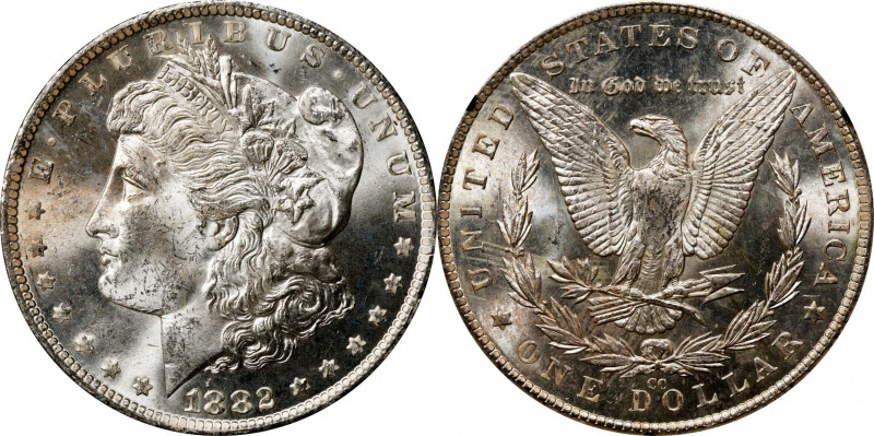 1882-CC GSA Morgan Silver Dollar. MS-62 (NGC).
The original box and card are no...