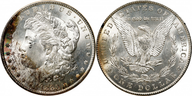 1883-CC GSA Morgan Silver Dollar. MS-64+ (NGC).
The original box and card are n...