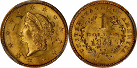 1851 Gold Dollar. Unc Details--Scratch (PCGS).
PCGS# 7513. NGC ID: 25BK.
From the Gurian Collection of Liberty Head Gold.
