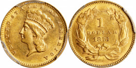 1873 Gold Dollar. Open 3. MS-62 (PCGS).
PCGS# 7573. NGC ID: 25DB.
From the Pennell Collection.