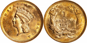 1873 Gold Dollar. Open 3. MS-61 (PCGS). OGH--First Generation.
PCGS# 7573. NGC ID: 25DB.
