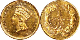 1873 Gold Dollar. Open 3. AU-58 (PCGS).
PCGS# 7573. NGC ID: 25DB.