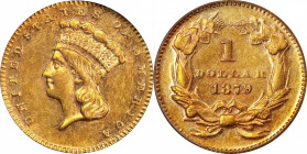 1879 Gold Dollar. AU-55 (PCGS). OGH.
PCGS# 7580. NGC ID: 25DH.