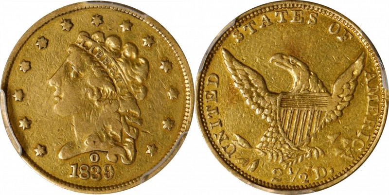 1839-O Classic Head Quarter Eagle. HM-1, Winter-1. Rarity-3. High Date, Wide Fra...