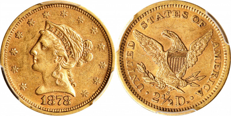 1878-S Liberty Head Quarter Eagle. AU-50 (PCGS).
PCGS# 7829. NGC ID: 25KZ.
Fro...