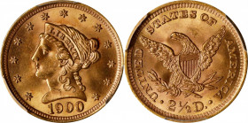 1900 Liberty Head Quarter Eagle. MS-64 (PCGS). CAC.
PCGS# 7852. NGC ID: 25LR.
From the Gurian Collection of Liberty Head Gold.